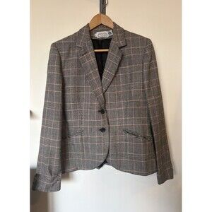 Vintage The Villager Black White Red Houndstooth Wool  Academia Blazer Size 16